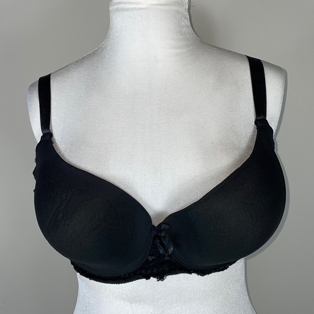 Black Fuschia black lace underwire padded bra size 44DD